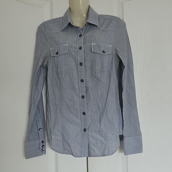Club Monaco Tops - Club Monaco Women's Button-Down Long Sleeves Cotton Shirt XS Blue